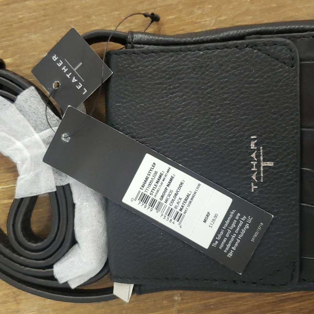 T Tahari mini crossbody (MICROS)- Leather-Black-NWT